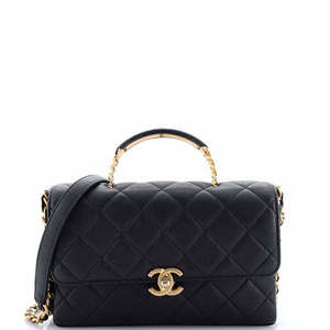 Chanel Small Carry Me Top Handle Flap Bag Quilted Caviar
